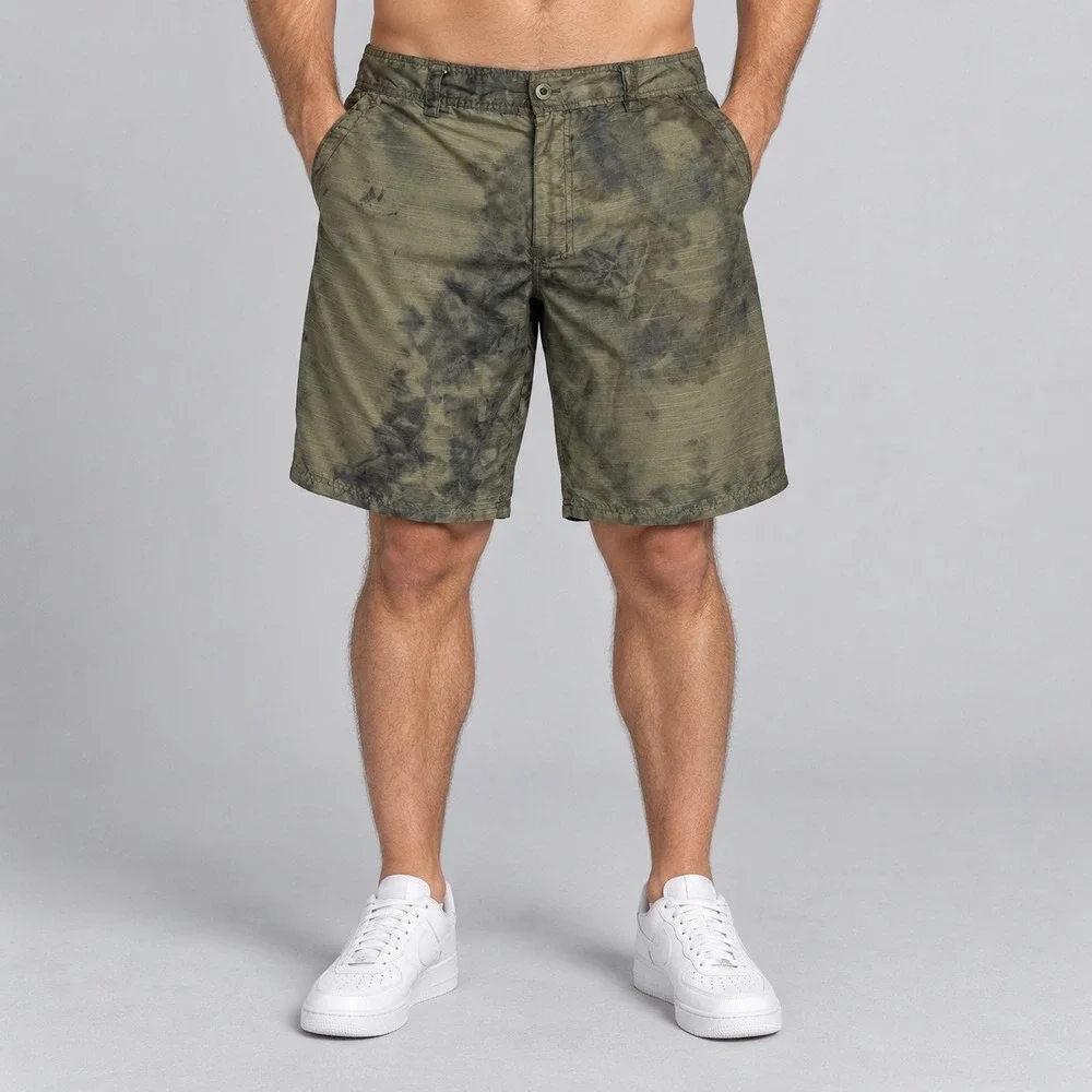Murano Bay Board Shorts Mens 36 Green Tie Dye Polyester Casual Beachwear Y2K